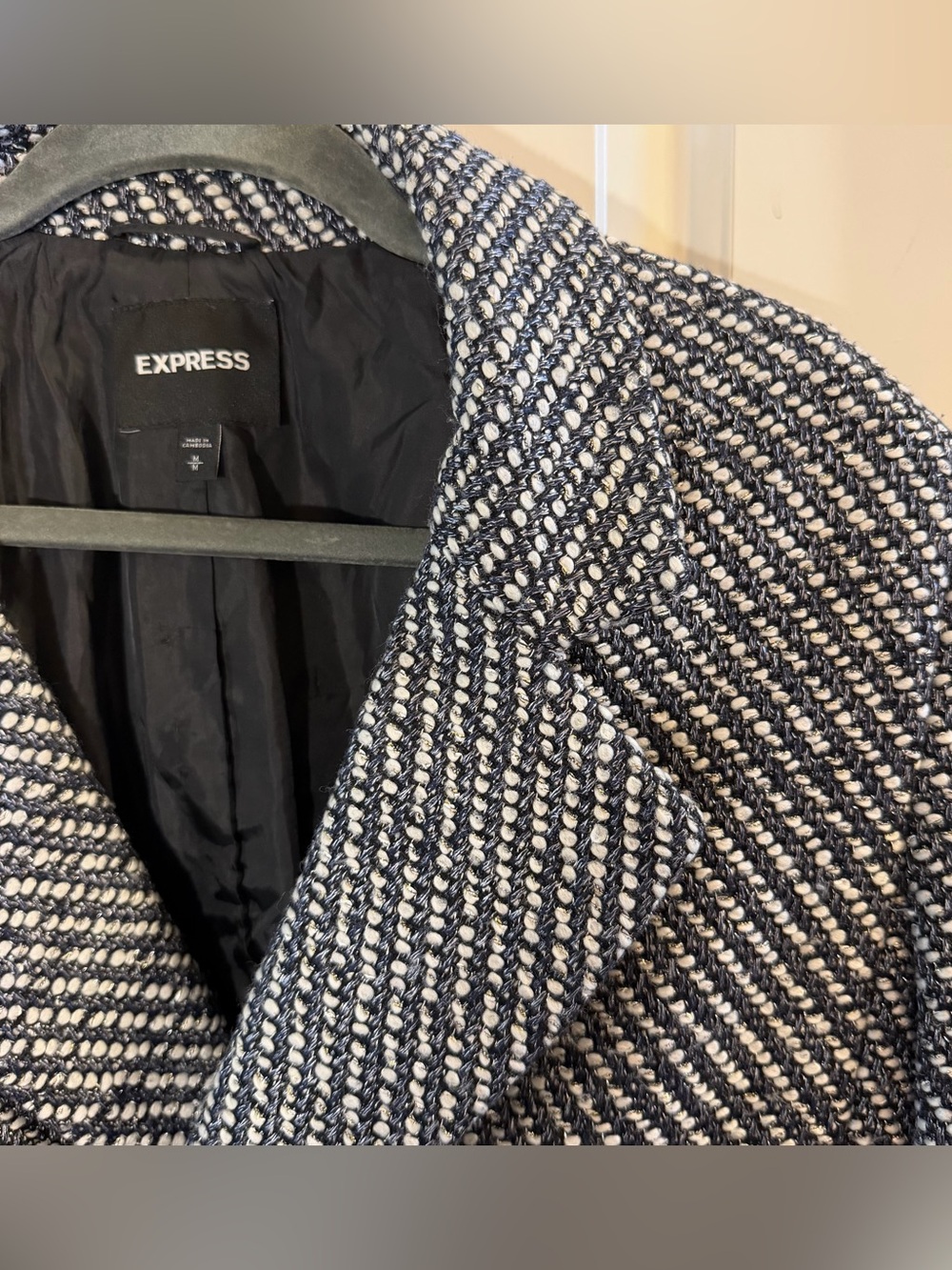 Express Metallic Tweed Double Breasted Blazer Coat Size M - Picture 3 of 10